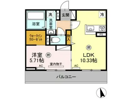 プリマヴェーラ下郡(1LDK/3階)の間取り写真