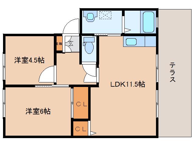 カサグランデ(2LDK/1階)の間取り写真