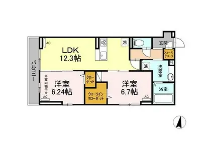 レジデンス新宿(2LDK/2階)の間取り写真