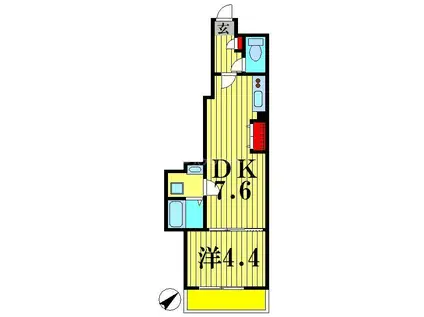 キャピタルレジデンス八千代台(1DK/1階)の間取り写真