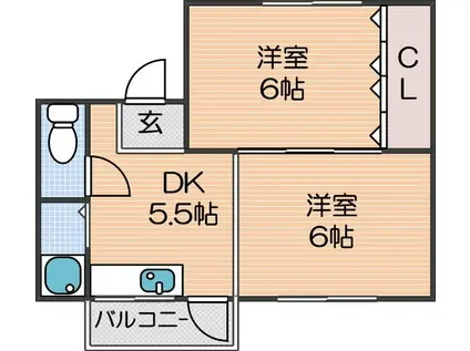 沢之町マンション(2DK/3階)の間取り写真