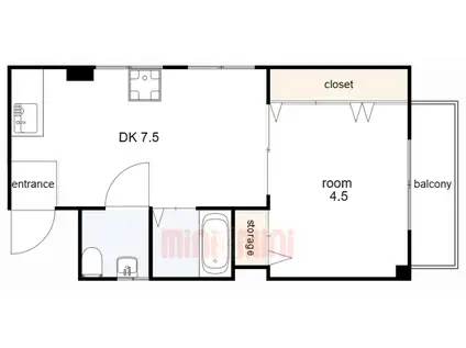 マキノコーポ(1DK/4階)の間取り写真