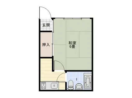 西津田ハイツB棟(1K/2階)の間取り写真