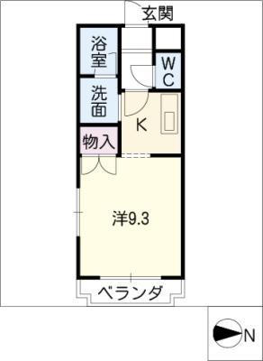 エール白須賀(1K/2階)の間取り写真