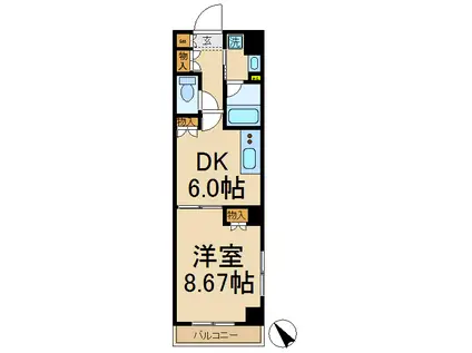 エスペランサ松戸(1DK/3階)の間取り写真