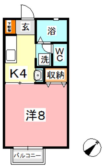 ニングル土倉B棟(1K/1階)の間取り写真