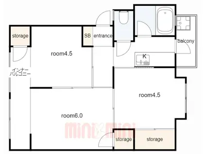 舞子片山5号棟(3K/1階)の間取り写真