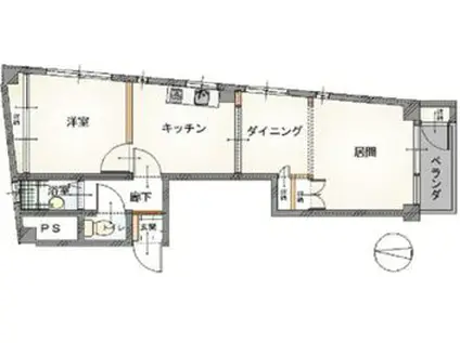 パラガイハイツ(2DK/4階)の間取り写真