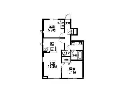 ナ ハレ エワル(2LDK/1階)の間取り写真