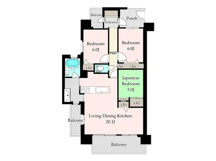 サーパス清水新居(3LDK/6階)の間取り写真