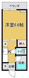BONHEUR(1K/1階)の間取り写真