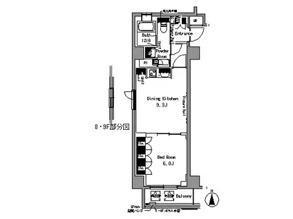 PARK AXIS秋葉原(1LDK/2階)の間取り写真