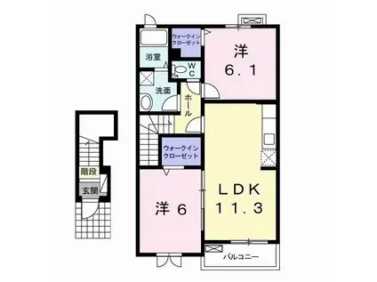 ニュークレセントII(2LDK/2階)の間取り写真