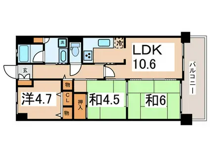 ロータリー新石切(3LDK/2階)の間取り写真