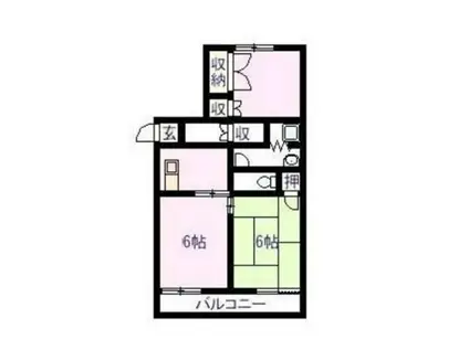 パティオA(3DK/2階)の間取り写真