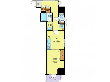 ジェノヴィア御徒町スカイガーデン(1DK/4階)の間取り写真