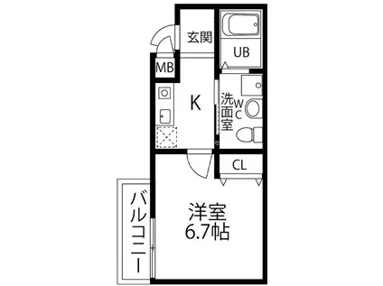 ウイング住之江(1K/1階)の間取り写真