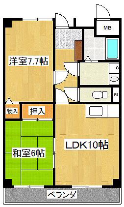 ヴィラヤマト(2LDK/4階)の間取り写真