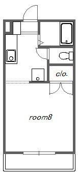南台ハイツ D棟(ワンルーム/1階)の間取り写真