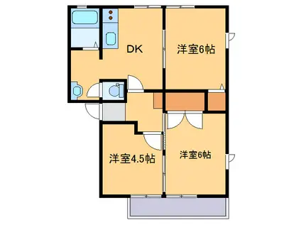 クレセント八幡(3DK/2階)の間取り写真