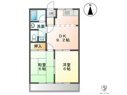 ラントシャフトK(2DK/2階)の間取り写真