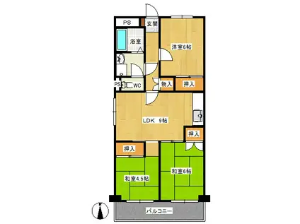 ピアパーク美園(3LDK/4階)の間取り写真