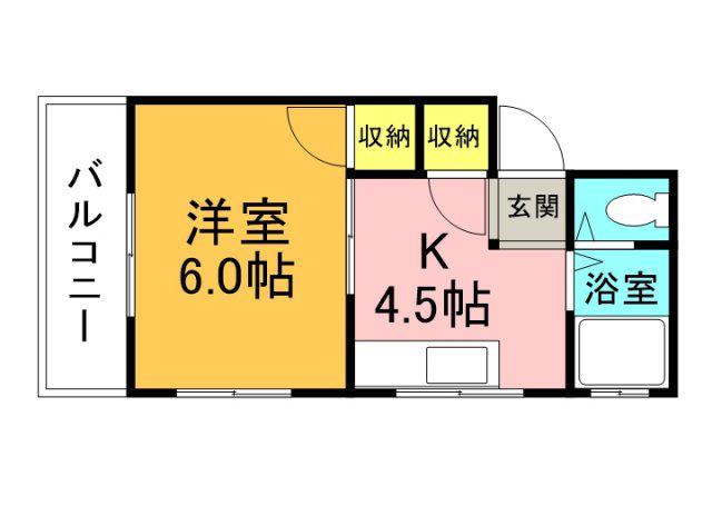 実森ビル(1K/4階)の間取り写真