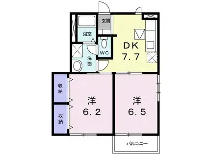 リヴィエール(2DK/1階)の間取り写真