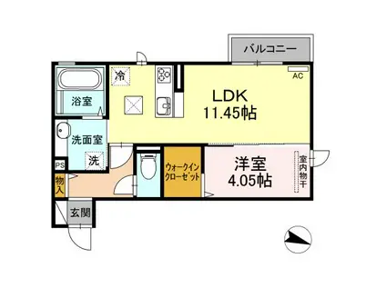 コンフォートたらみD(1LDK/1階)の間取り写真