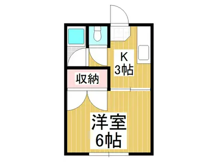 コーポまどか B(1K/1階)の間取り写真