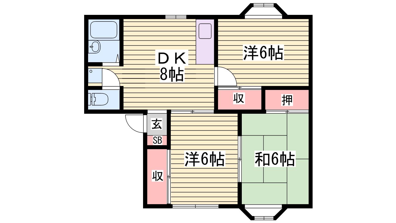 ムーンハウスIIA(3DK/2階)の間取り写真