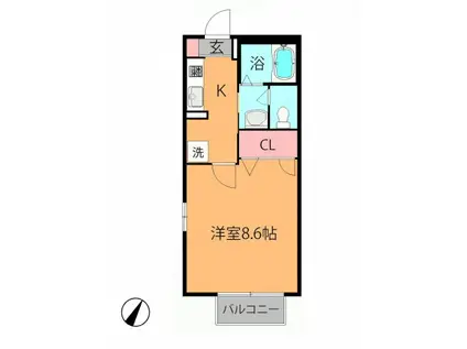 ディアーコート(1K/2階)の間取り写真