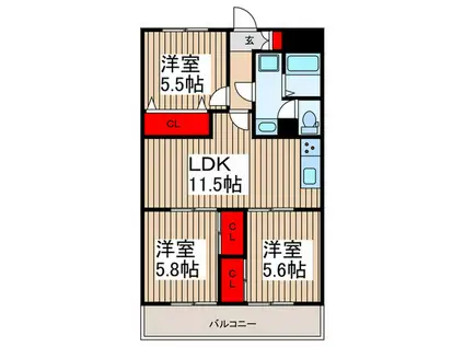 ラ・スペース(3LDK/3階)の間取り写真