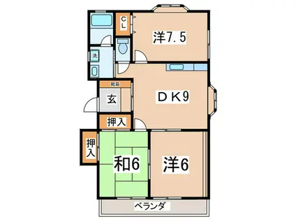 メゾンスズキ A(3DK/2階)の間取り写真