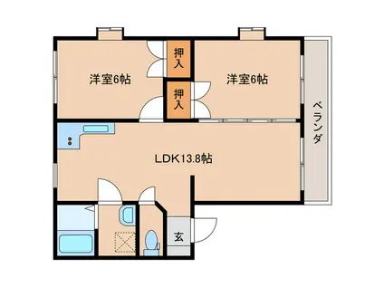 東條ヒルズ(2LDK/1階)の間取り写真
