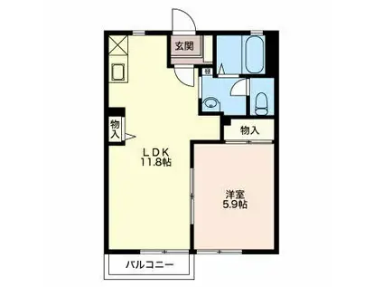 カクタス一番館(1LDK/2階)の間取り写真