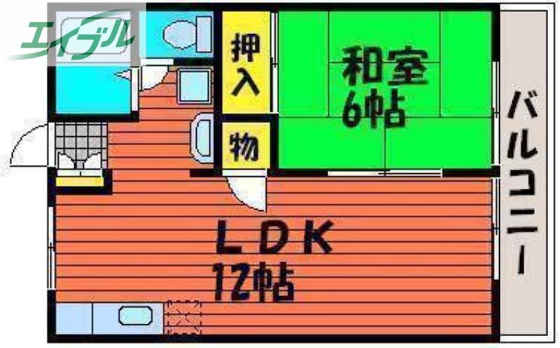 山陽コーポ豊成(1LDK/1階)の間取り写真