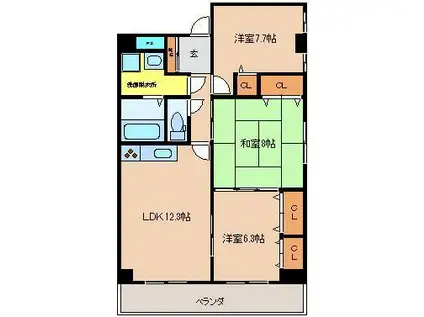 マンション桜(3LDK/3階)の間取り写真