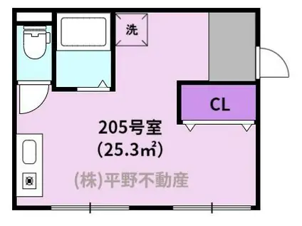 サンヒルズ2(ワンルーム/2階)の間取り写真