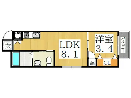 メゾン・オークル2(1LDK/2階)の間取り写真