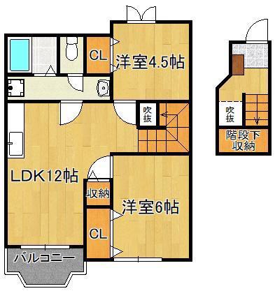 クレストール(2LDK/2階)の間取り写真