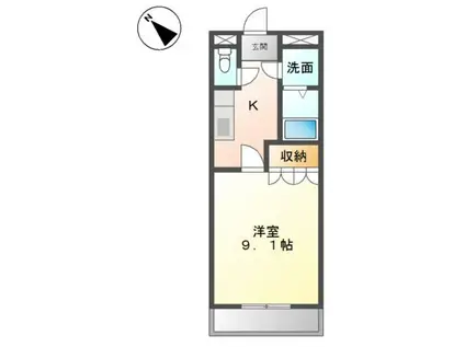 ビューパートK(1K/2階)の間取り写真