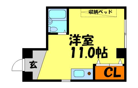 福田総合建設ビル(1K/3階)の間取り写真