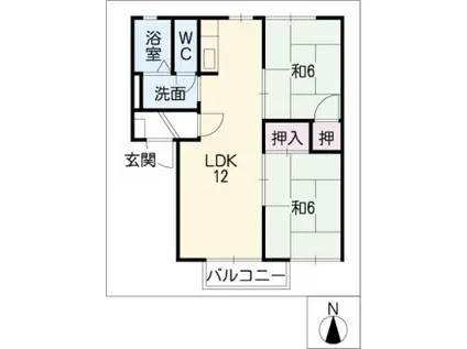 クレールパル(2LDK/2階)の間取り写真