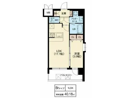 スプランディッド梅田北(1LDK/8階)の間取り写真