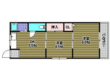 狭山桜台マンション(2DK/4階)の間取り写真