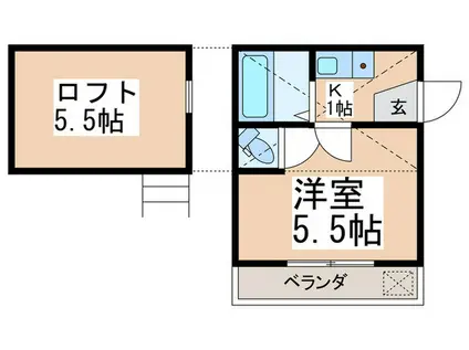 ルーエハイム(1K/2階)の間取り写真