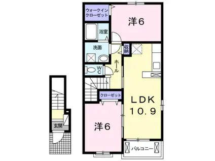 GREEN VILLAGE II(2LDK/2階)の間取り写真