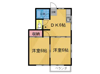 ハイツドリーム(2DK/1階)の間取り写真