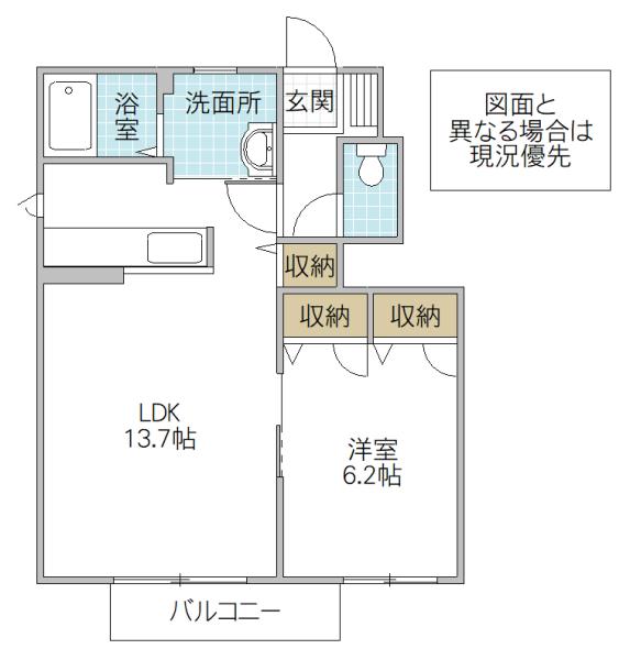 カーサ・アトリオD(1LDK/1階)の間取り写真